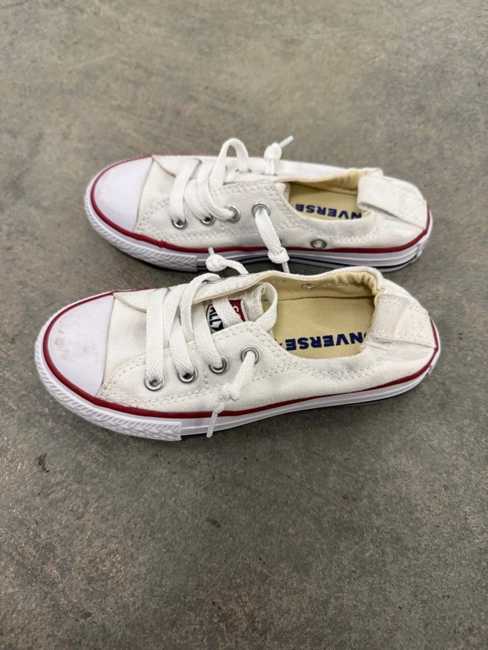 Converse Kids White Canvas Low-Top Sneakers with Red Trim